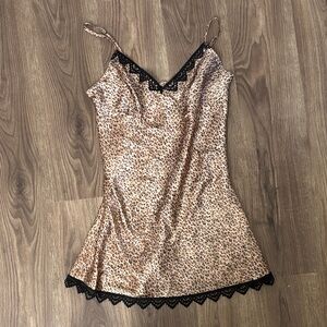 Gilligan & O'Malley Animal Print Camisole with Black Lace